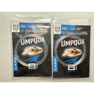 Two New Packs UMPQUA Carp Pre-looped Tapered Leader 8lb 12' Free Shipping